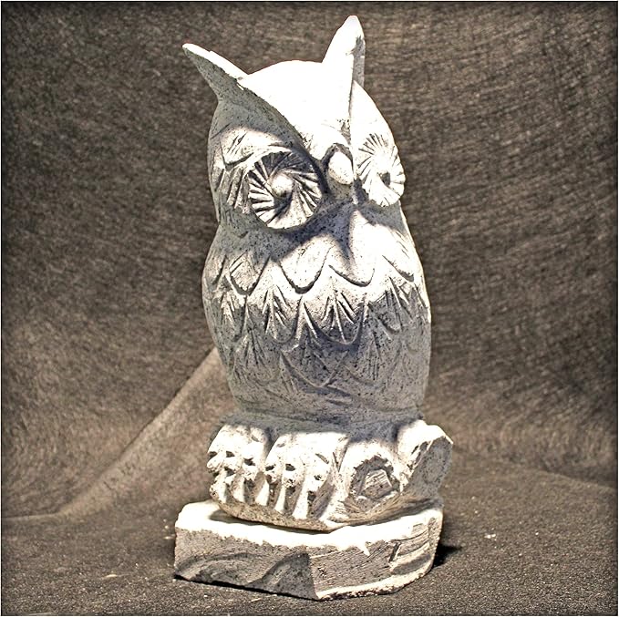 Eule aus grauem Granit Gartendeko Skulptur Figur Garten Deko Naturstein
