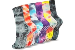 WANZHIHUI Pilates Girp Socks Cute Tie Dye Socks with Non Slip Grips for House Yoga Barre Hospital