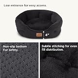 Bedsure Cat Bed Indoor Round 51x48x15cm Removable Pillow Non-Slip Bottom view 4