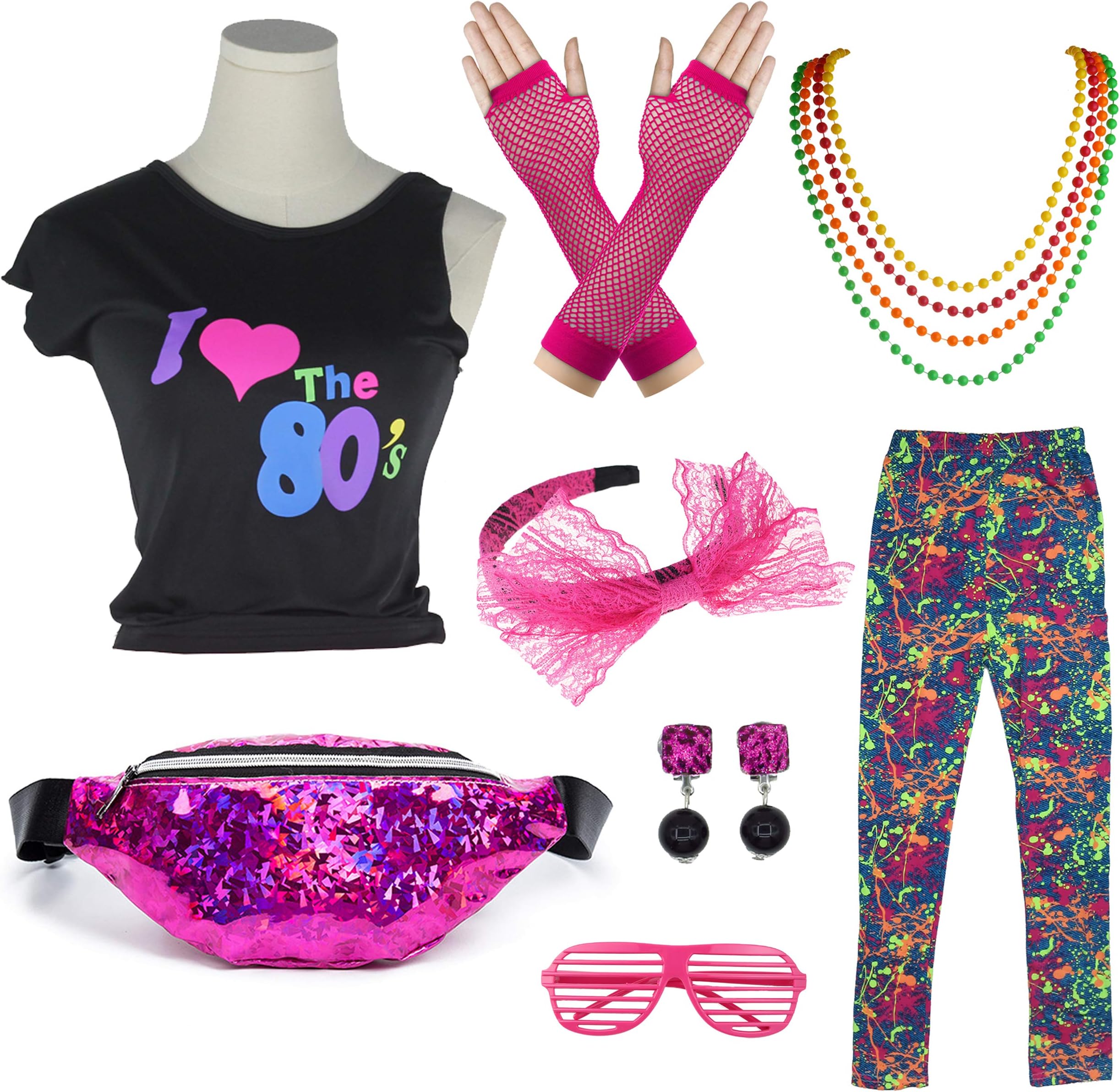 Kids 1980s Accessories I Love The 80's T-Shirt Outfit with Fanny Pack