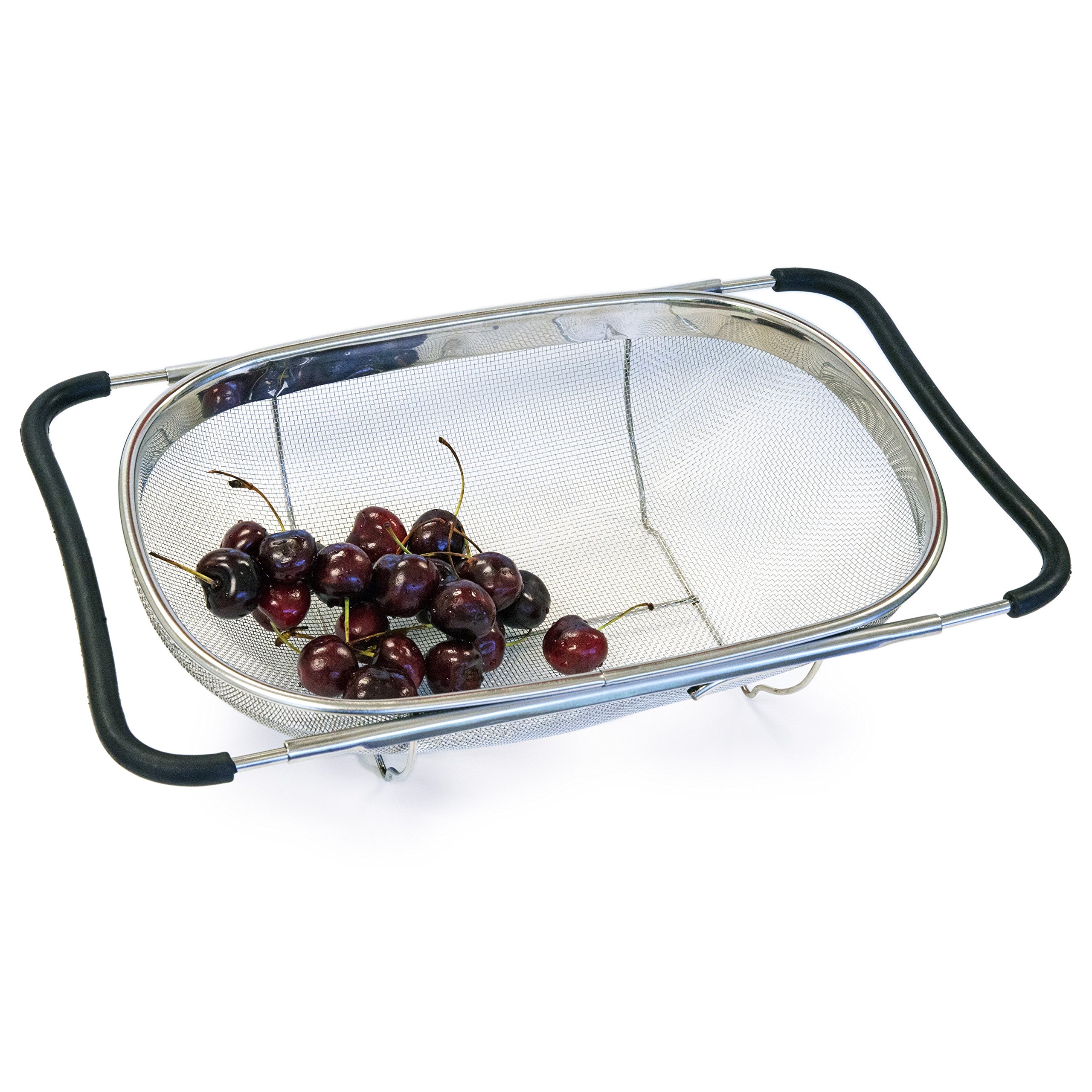 Over The Sink Stainless Steel Oval Fine Mesh Colander Strainer