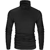 Derminpro Men's Slim Fit Soft Turtleneck Long Sleeve Pullover Lightweight T-Shirt