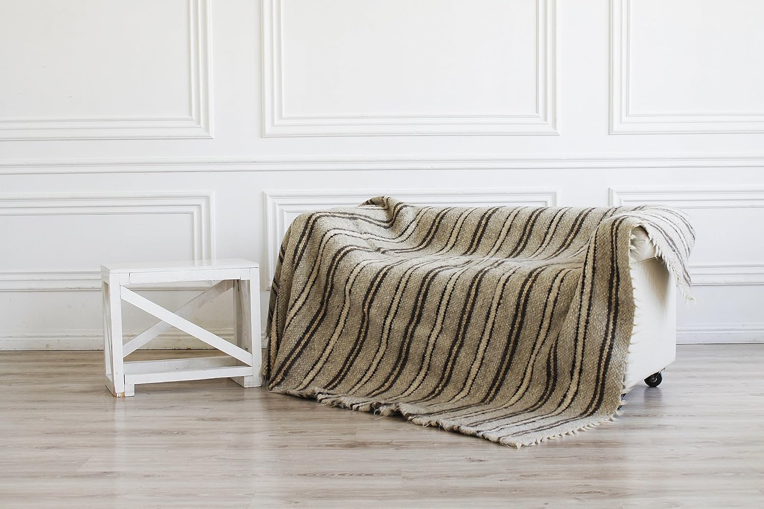 Amazon.com: Gray striped Wool Throw Blanket, Fuzzy plaid for living