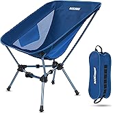 MARCHWAY Lightweight Folding Camping Chair, Portable Foldable Compact for Outdoor Camp, Travel, Beach, Picnic, Festival, Hiking, Backpacking, Supports 330Lbs (Dark Blue)