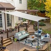 Coolaroo Premium Shade Sail Kit - 95% UV Block Commercial-Grade Luxe Matte Finish Sun Shade with Stainless Steel Hardware for Permanent Outdoor Covearage, 16ft 5in x 9ft 11in Rectangle, Stone