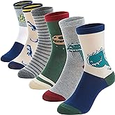 Anlisim 6 Pairs Boys Kids Socks Fun Crazy Funny Novelty Cartoon Space Rocket Dinosaur Crew Cotton Socks