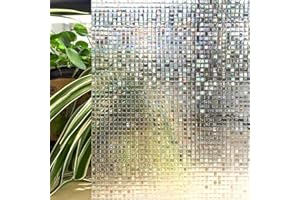 CottonColors Window Privacy Film 35"x78", Rainbow Window Film Decorative Window Film Heat Blocking Static Cling Suncatcher Window Film 3D Decals Window Clings for Glass Windows