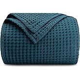 Comfy Cubs 100% Cotton Waffle Weave Throw Blanket Breathable Skin-Friendly Soft Lightweight Blankets - Perfect Warm Textured Blanket Layer - Size for Couch Bed & Sofa (Neptune, 50" X 60")