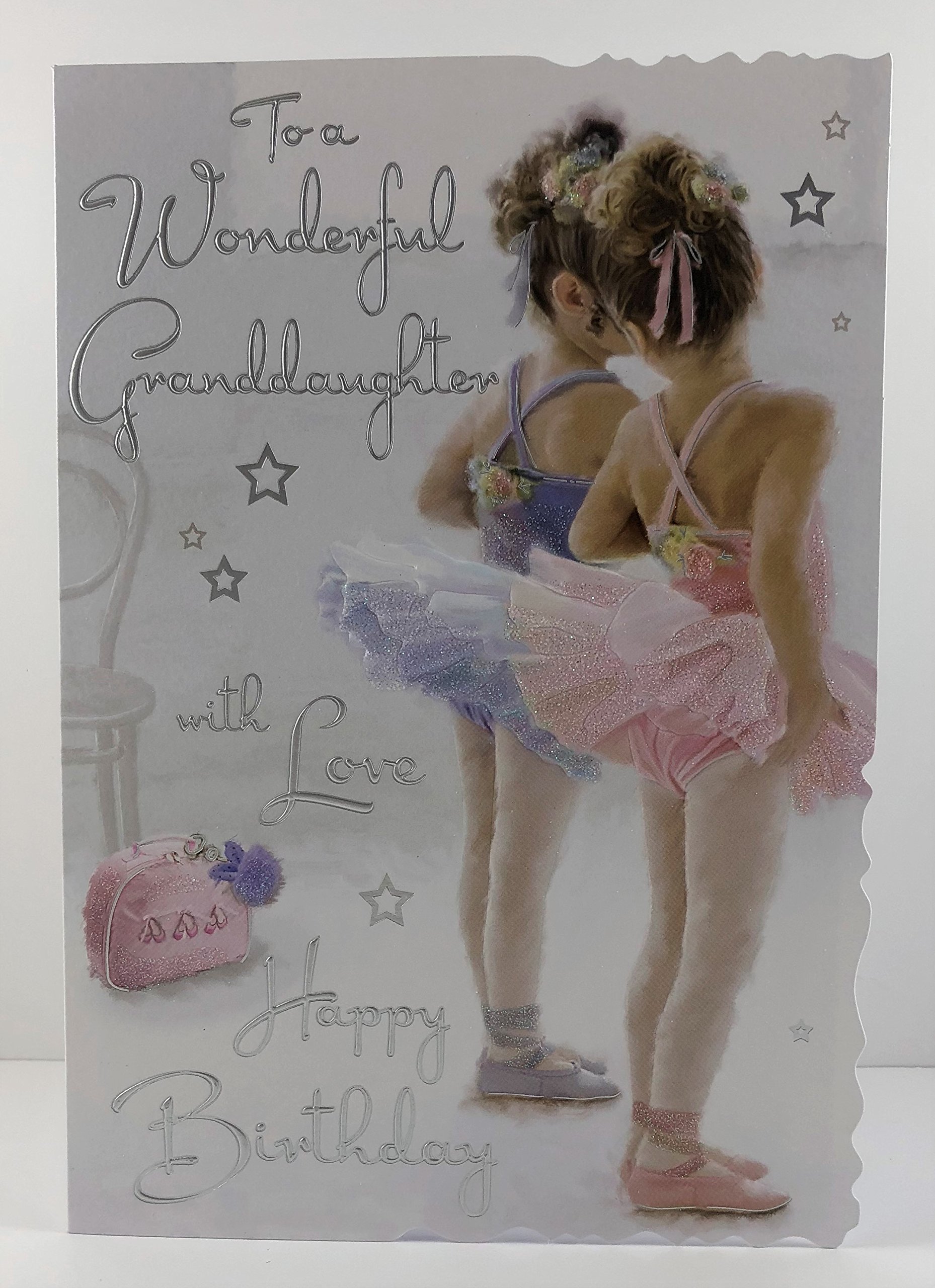 Granddaughter Birthday Card - (JJ-V501) - Ballet - Velvet Range - Embossed, Foil and Flitter Finish