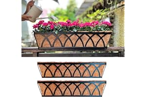 Maxona Window Planter Boxes - 2 Pack, 30 Inch Outdoor Wall Mounted Planter, Window Flower Basket Attach to House, Balcony Rai