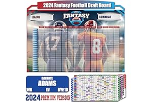 BAMBLUBY Fantasy Football Draft Board 2024-2025 Kit - Vinyl, Large Set with 576 Player Labels - Premium Color Edition[14 Teams 20 Rounds