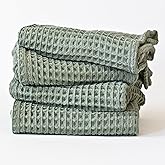 Viva Maison Premium Waffle Hand Towels Pack of 4 Extra Large 20x35 inch - 100% Turkish Cotton, Waffle Weave, Quick Dry, Lint Free, Absorbent Sage Green Hand Bath Towel (Sage, Set of 4 Hand Towels)