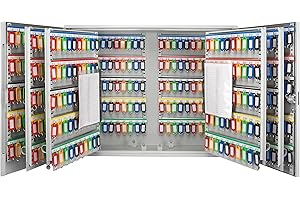Barska 600 Position Key Cabinet – Wall Mount Key Safe with Numbered Hooks, Index Log Sheet, Colored Tags, Adjustable Dividers, Steel Construction for Office or Commercial Use