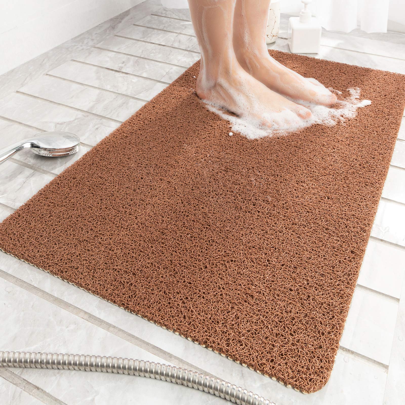 Non-Slip Bathtub Mat, Shower Mats for Bath Tub, PVC Loofah Bathroom Mats for Wet Areas, Quick Drying (17"x30")