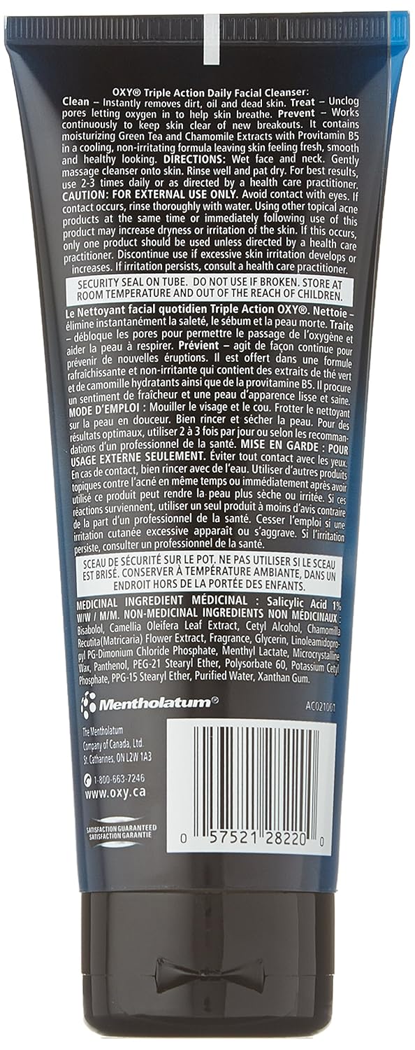 oxy triple action daily facial cleanser