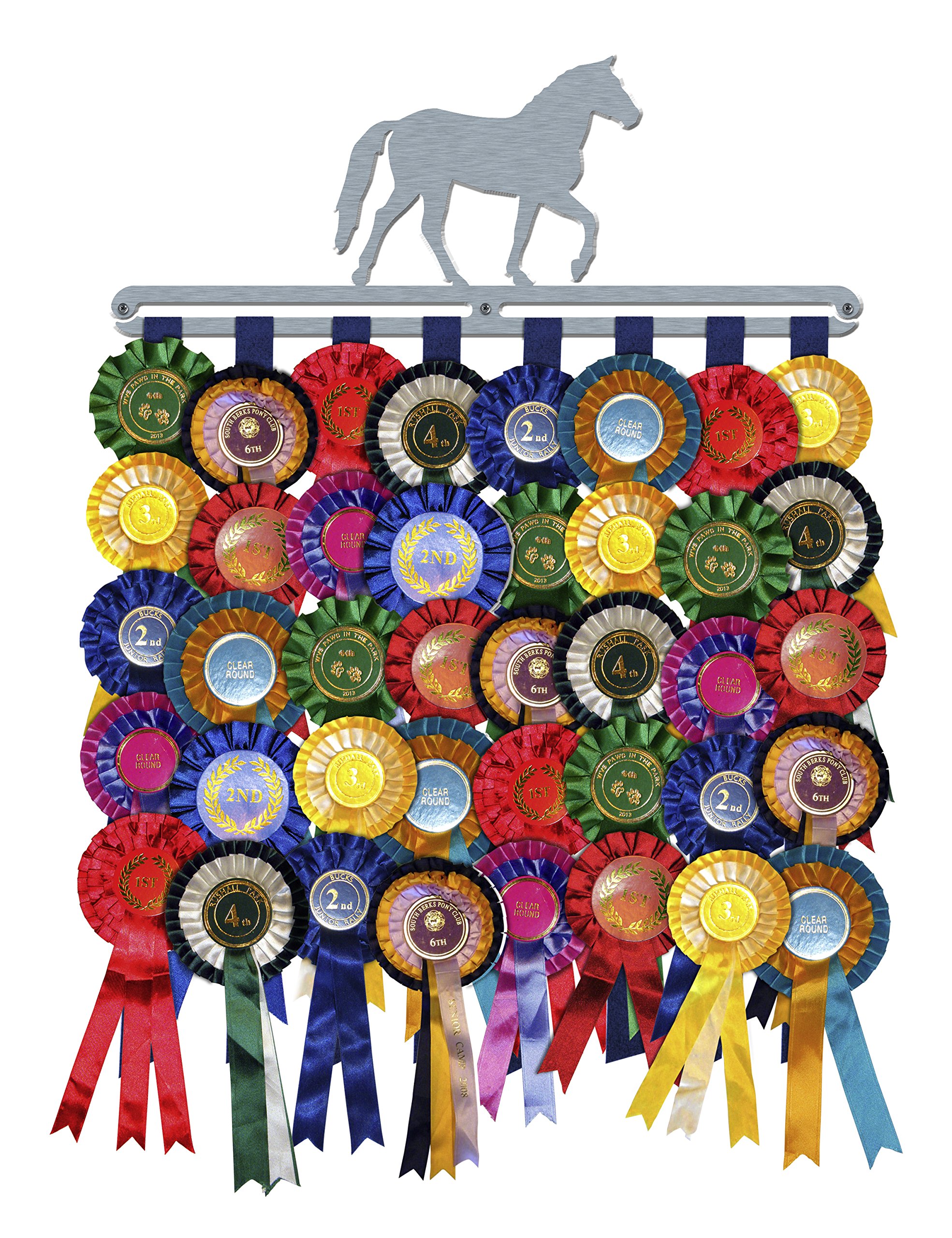 Rosette Holder Display | Equestrian | Brushed Stainless Steel | Wall Mounted Horse Show Rosette Hanger