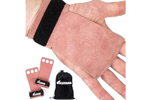 KAYANA 3 Hole Leather Gymnastics Hand Grips - Palm Protection and Wrist Support for Cross Training, Kettlebells, Pull ups, We