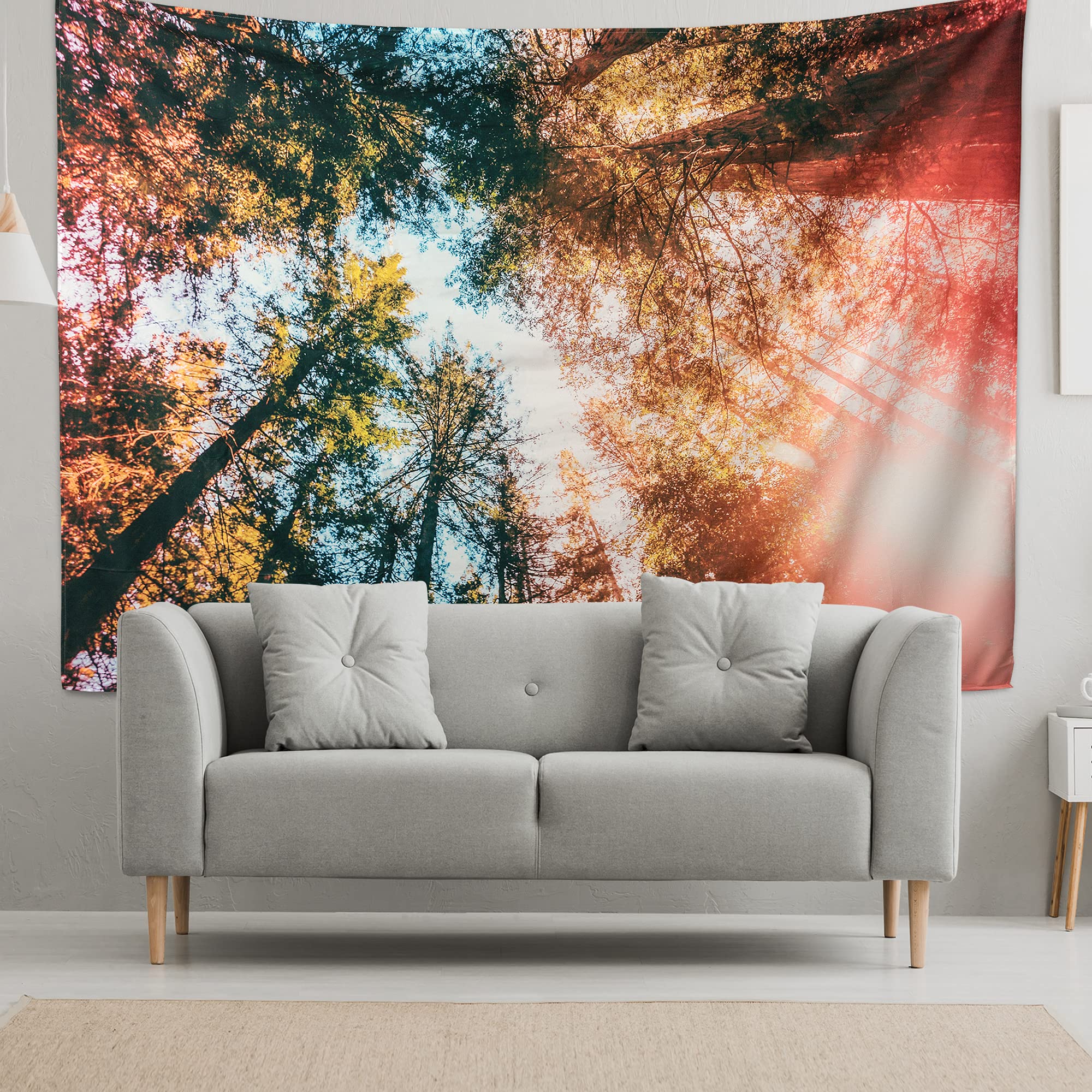 riijk Tapestry Forest Extra Large 250 x 180 cm Motif "Forest Sky View Design" Can also be used as a picnic blanket. Large wall towel for a great room atmosphere