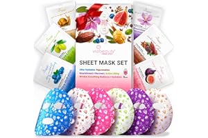VIABEAUTY 6 Pack of Sheet Face Masks Skincare - Collagen Face Mask Sheets with Hyaluronic Acid, Vitamin C, Snail Mucin - Facial Sheet Mask for Hydrating, Moisturizing, Rejuvenating
