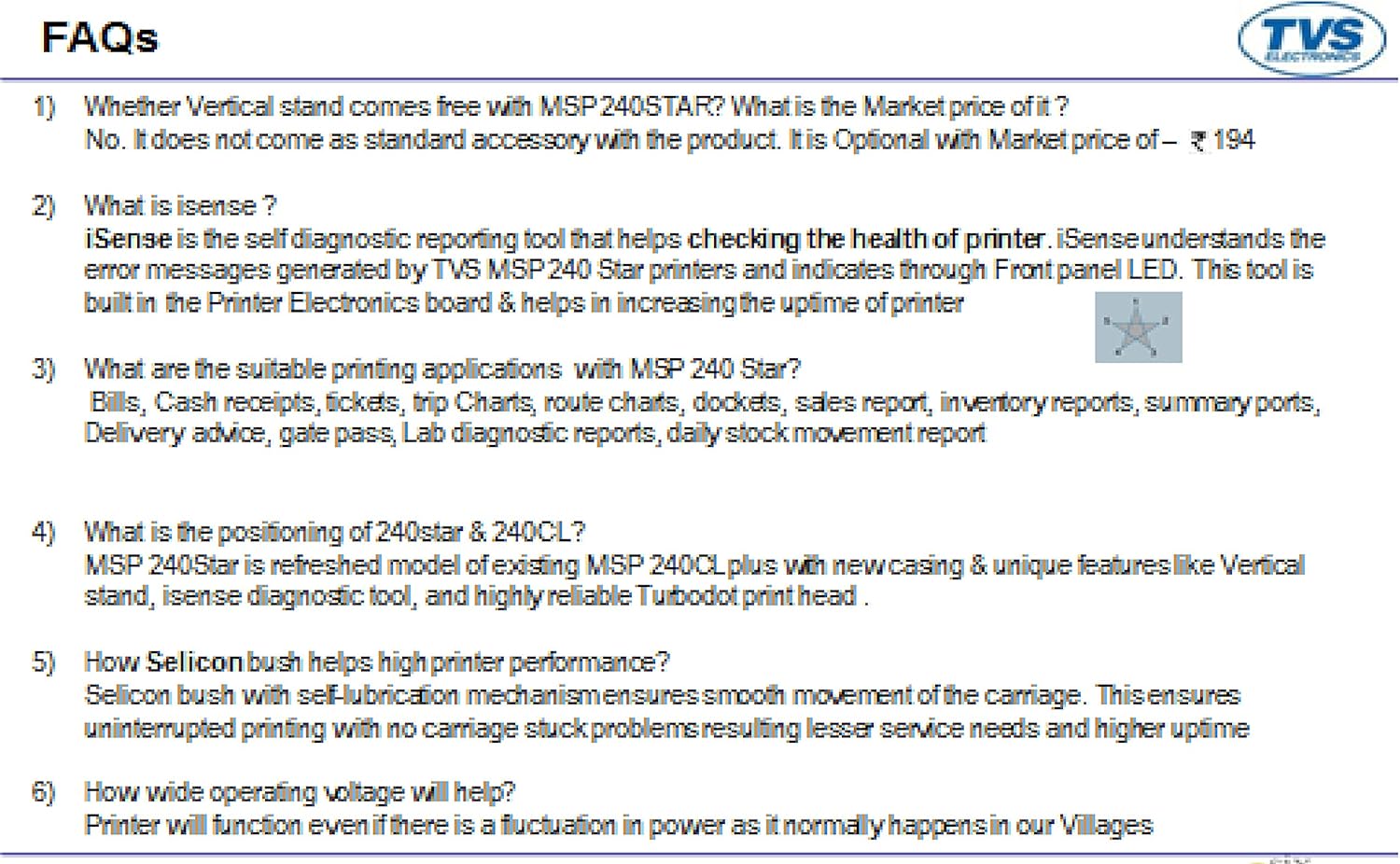 tvs dot matrix printer 240 star