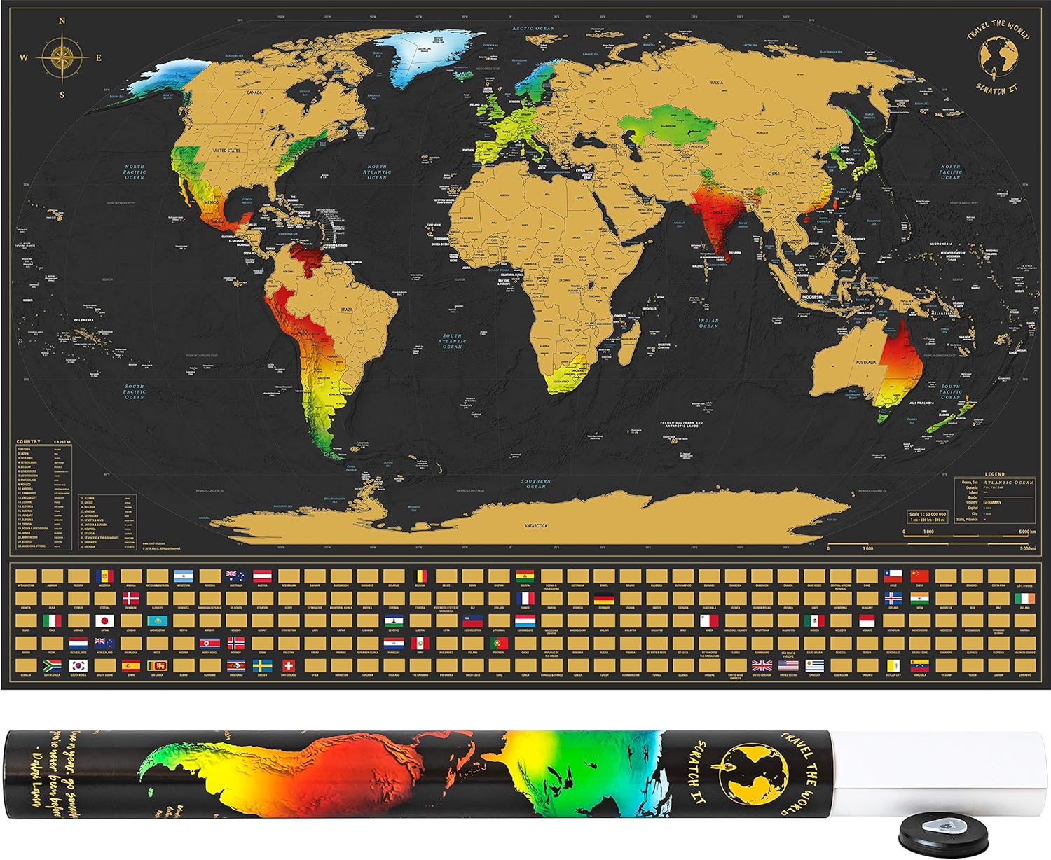 Scratch it World Map for Scratching Scratch Map Poster XXL for