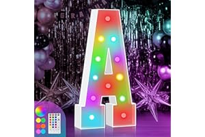 ZEELY 4FT Colorful Marquee Light Up A, Large Marry Me Sign, Baby Letters for Shower, Name for Wedding Party Decoration, Cardboard Letters, 18 Color Modes With Remote