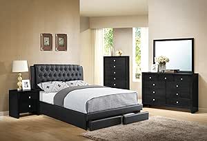 Esofastore Juego de 4 Piezas de Muebles de recámara de Color Negro