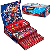 Marvel Art Case for Kids with Colored Pencils Markers Crayons Watercolors Drawing Supplies Travel Art Kit Gifts for Kids (Multicolor Spiderman)