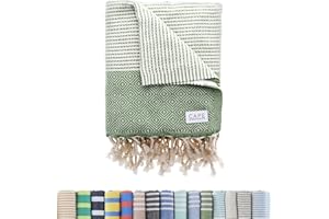 Cape Comforts Oversized Turkish Beach Towel, Diamond Dobby Sage - 37'' x 67'' - Super Soft & Lightweight | Quick Dry Sand Free Travel Towels for Beach or Bath | Gifts