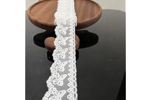 BUYSK 5 Yards Cotton Bowknot Eyelet Lace Trim Ribbon for Sewing Crafts Wedding Decoration Gift Wrap, 1.4 Inch Wide (White)