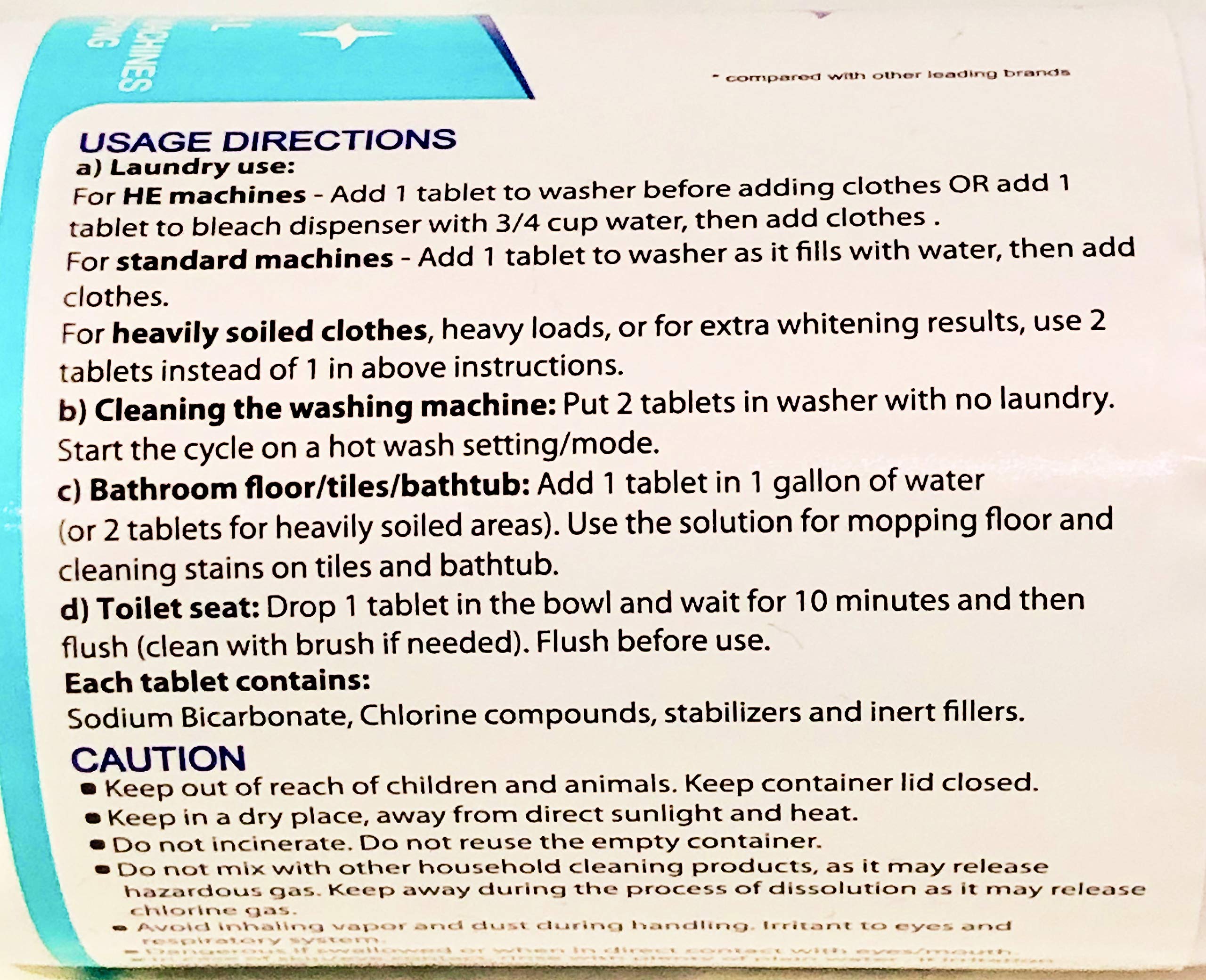 Bleach Tablets, 40 Count - Multipurpose Cleaning for Laundry, Kitchen Surfaces, Bathroom Tiles, and Toilet Bowls - Liquid Bleach Alternative