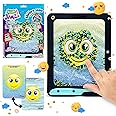 Sky Castle DoodleJamz JellyPics - Sensory Drawing Pads Filled with Non-Toxic Squishy Beads and Gel – Includes Stylus, Removable 2-Sided Emoji Backer Card (Black, Cyan, Yellow Beads)