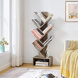 Hoctieon 6 Tier Tree Bookshelf, Tall Bookcase with