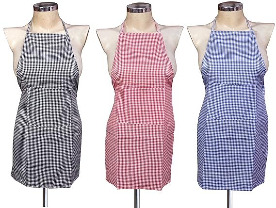 Yellow Weaves Waterproof Cotton Kitchen Multi Apron with Front Pocket - Set of 3