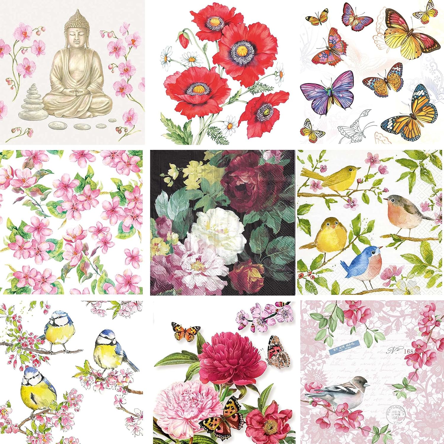 Bonzerdigs Decoupage Paper Napkins Set of 9 Amazon.in Home & Kitchen