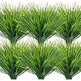 Uieke 12 Bundles Artificial Grass Plants Outdoor UV Resistant Fake Grass Plants No Fade Faux Plastic Plants for Outside Garden Window Box Planter Decor (Green)