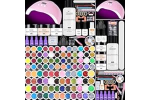 Cooserry 48 Colors Acrylic Nail Kit with Everything - Nails Kit Acrylic Set Acrylic Nail Supplies with Nail Crystals and Nail Lamp Easy to Use for Beginners DIY Acrylic Nail Extension