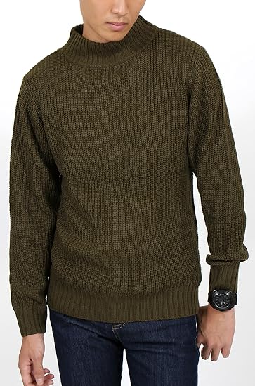 Amazon ウエストシー Westsea モックネックニット メンズ ｍサイズ 4 カーキ セーター 通販