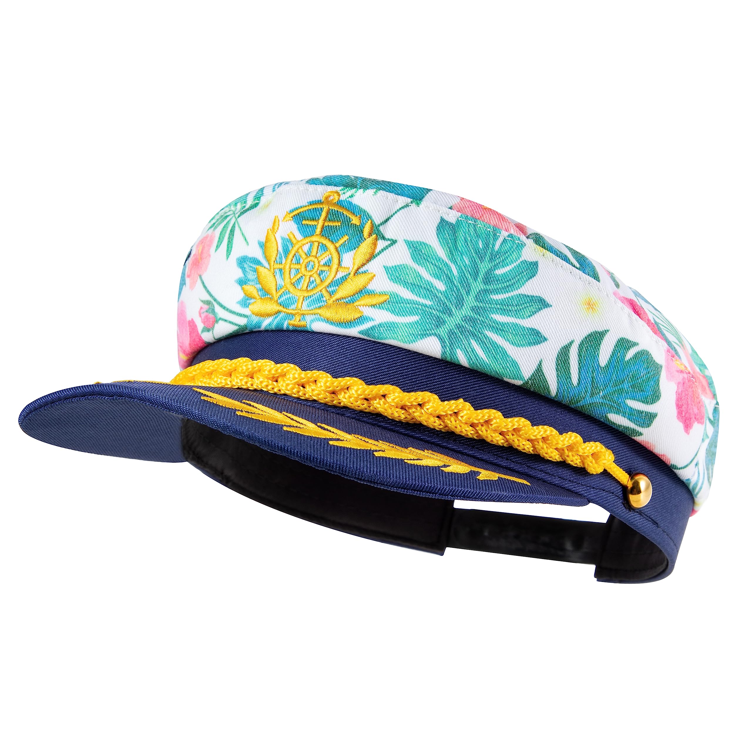 Adult Captain Hat Sailor Hat Bachelor Party Yacht Leaf Printed Navy Hen Party Dress Up Halloween Marine Themed Admiral Captain Hook Sailor Costume Decorations for Men Women