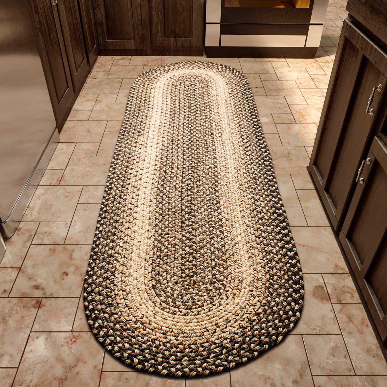 Best Kitchen Runner Beige And Brown Checked