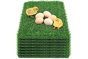 8 Pack 12"x12" Artificial Grass Turf Mats with Drainage Backing for Chicken Coop Nesting Box, Indoor Outdoor Turf Patches for