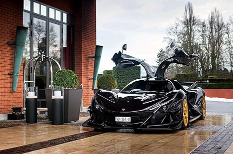 Amazon クラシック車printsアポロie 18 車印刷10 Milのアーカイブサテン紙ブラックフロント静的ビュー 18 X24 Classic Car Prints アートフレーム ポスター