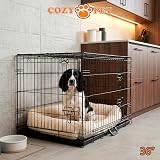 COZY PET 36 Inch Dog Crate with Metal Tray Two Doors Fold Flat Black view 3