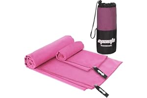EPAuto 2-Pack Microfiber Fast Drying Towel for Travel, Camping and Gym, Pink (60" x 30", 24" x15")