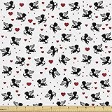Ambesonne Valentine's Day Fabric by The Yard, Cupid