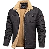 TACVASEN Men's Winter Jacket Sherpa Fleece Lined Cargo Coat Warm Thick Trucker Jacket with Multi Pockets