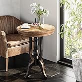 LONYKE Rustic Accent End Table, Farmhouse Side Table with Natural Top for Family, Dining or Living Room, Handcrafted Finish, 