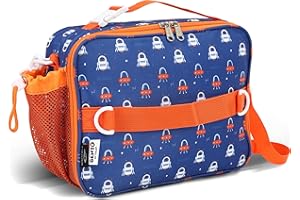 YOLAY Kids Lunch Bag, Double Insulated, Durable, Spacious with Zippered Pocket, Adjustable Straps & Handles, Bento Lunch Bag for School & Outdoor - Robo (Large)