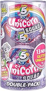 5 Surprise Unicorn Squad Series 2 Mystery Collectible Capsule by ZURU (2 Pack PVC Tube), Purple