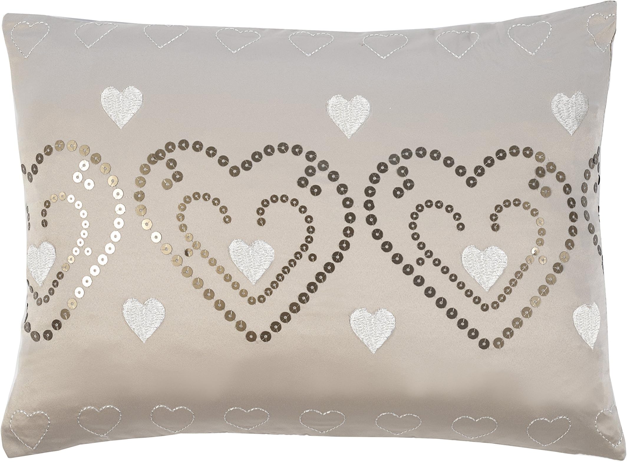 By Caprice Home Duchess Heart Sequin Embroidery Cushion Cover 30x40cm Size Champagne